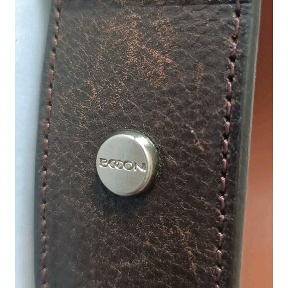 Boconi Mens Leather Dress Belt Dark Brown Size 34 Stretch Panel Dad Classic - Picture 9 of 12